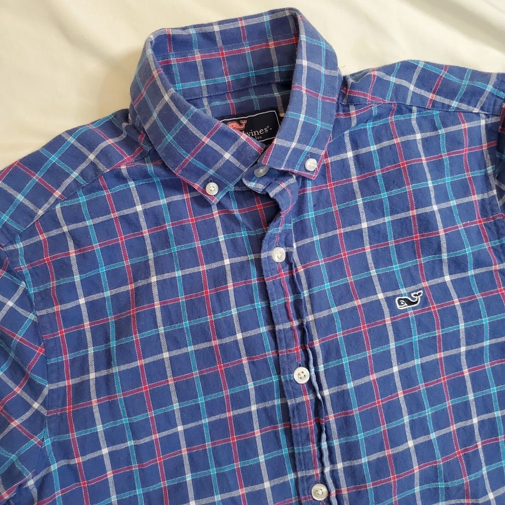 Vineyard Vines Whale Shirt Plaid Long Sleeve Button‎ Down Size XS